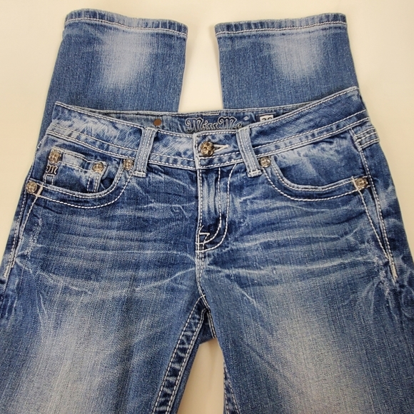 Miss Me JE604878R straight leg beeded studded rhinestone jeans size 28 - Picture 11 of 13